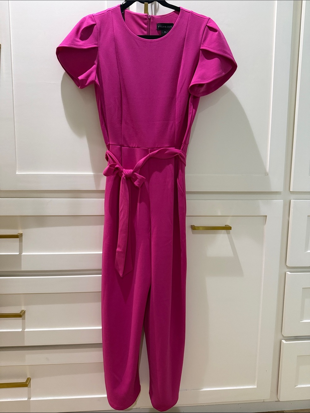 Girls' Fuchsia One-Piece Jumpsuit with Tie Belt